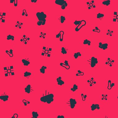 Bulut 'u yağmurla, Kar Tanesi' yle ve Meteoroloji termometresiyle kusursuz desene ayarlayın. Vektör.