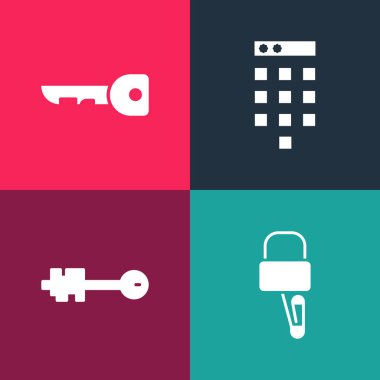 Maymuncuk maymuncukları, eski anahtar, şifre koruması ve anahtar simgesi olarak ayarla. Vektör.