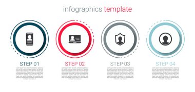 Mobil 'i özgeçmiş, dizüstü bilgisayar, Kullanıcı koruması ve hesap ekranı oluşturma ile ayarla. Ticari bilgi şablonu. Vektör.