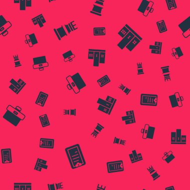 Panoyu kontrol listesi, iş stratejisi, evrak çantası ve kazanan podyum ödüllü kusursuz desenli olarak ayarla. Vektör.