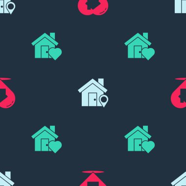 House 'u kalp şeklinde ayarlayın, konum evi ve pürüzsüz bir düzen. Vektör.