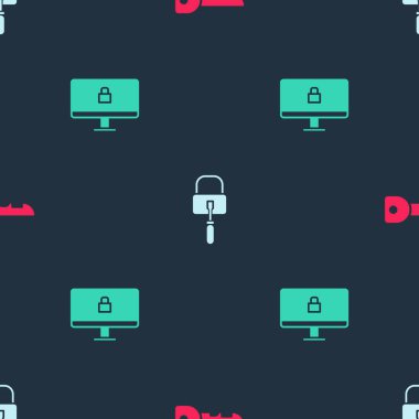 Anahtarı ayarla, maymuncuk için maymuncuk kilidi aç ve bilgisayar monitöründen kusursuz desen aç. Vektör.