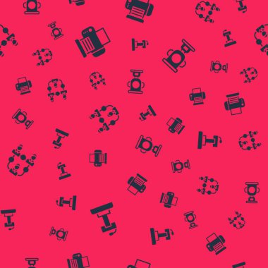 Sahne standı ya da Tribün, Yazıcı, Proje ekibi tabanı ve Ödül kupasını pürüzsüz kalıba göre ayarla. Vektör.