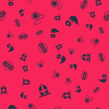 İngiltere bayrağını flama tak, zincirli izle, Londra işareti ve pürüzsüz desenli sigara piposu. Vektör.