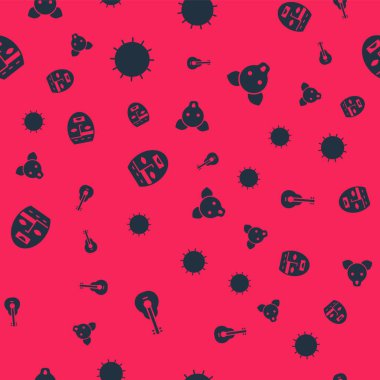 Meksika gitarını, Sun 'ı, Aztek maskesini ve Dog' u kusursuz bir şekilde ayarla. Vektör.