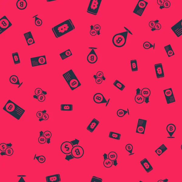 Kripto döviz borsasını, cep telefonundan madencilik bitcoin 'ini, kredi kartını ve Bitcoin' i kusursuz desenli olarak ayarla. Vektör.