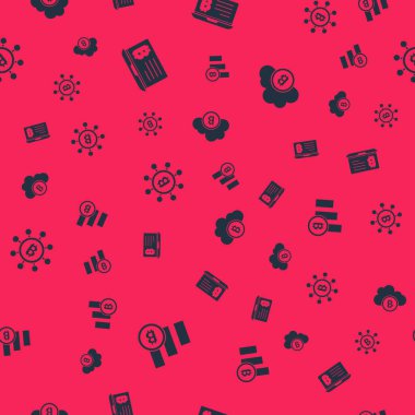 Pie grafiksel bitcoin, dizüstü bilgisayardan madencilik, Blockchain teknolojisi Bitcoin ve Kripto para birimi bulut madenciliğini kusursuz şablona göre ayarla. Vektör.