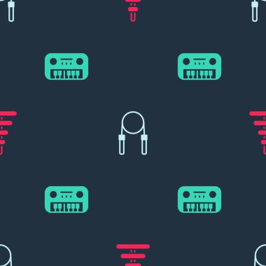 Piramit oyuncağını, ip atlama ve oyuncak piyanoyu kusursuz dizilime getir. Vektör.