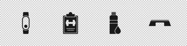 Smartwatch, Sport eğitim programı, Fitness titreştirici ve Step platform simgesini ayarlayın. Vektör.