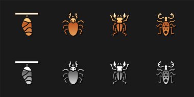 Kelebek kozası, Böcek geyiği ve ikonu hazırla. Vektör.