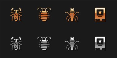 Böcek geyiği, Larva böceği, Termit ve Kitap ikon hakkında olsun. Vektör.