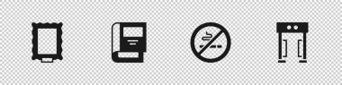 Resim, Tarih kitabı, Sigara ve Metal detektörü olmayan simge. Vektör.