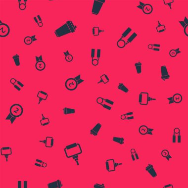 TPX döngü eğitim ekipmanı, fitness karıştırıcı, madalya ve spor genişleticiyi pürüzsüz desen üzerine ayarla. Vektör.