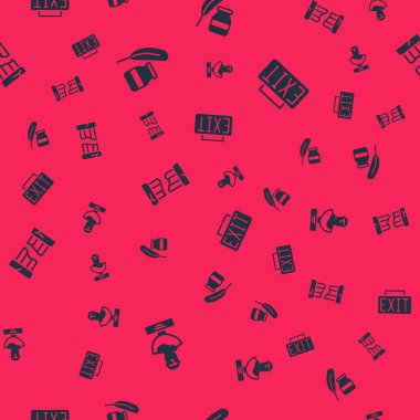 Eskiler 'in göğüs heykeli, tüy ve mürekkep hokkası, kırık antik sütun ve çıkış işaretlerini pürüzsüz desen üzerinde ayarla. Vektör.