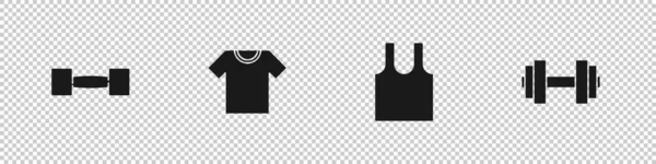 Dumbbell, tişört, kolsuz ve ikonlu olsun. Vektör.