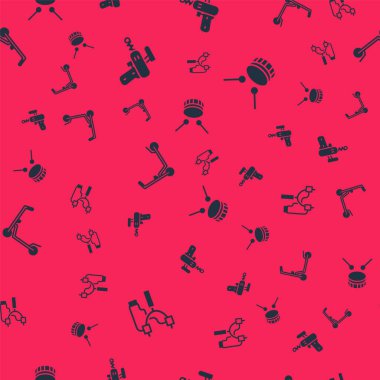 Sapan, ışın tabancası, Scooter ve davul sopalarını düzgün bir şekilde ayarlayın. Vektör.