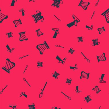 Ortaçağ mızrağı, vücut zırhı, Harp ve Hermes sandaletini kusursuz desene ayarlayın. Vektör.