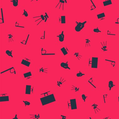 Akıllı TV, Tripod, Mikrofon ve Retro sinema kameralarını kusursuz şekilde ayarla. Vektör.