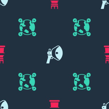 İş stratejisi, megafon ve konum belirleyin dünya pürüzsüz desen üzerinde. Vektör.