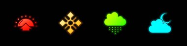 Sunrise, Snowflake, Cloud ve yağmur ikonu. Vektör.