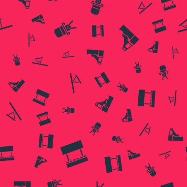 Bilet gişesi, Sihirbaz şapkası ve tavşanı, tahterevalli ve su kaydırağını kusursuz şekilde ayarla. Vektör.