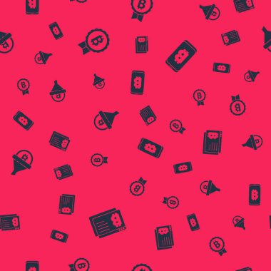 Bitcoin 'i tarayıcıda ayarla, Satış hunisini bitcoin ve madencilikle cep telefonundan kusursuz şablona ayarla. Vektör.