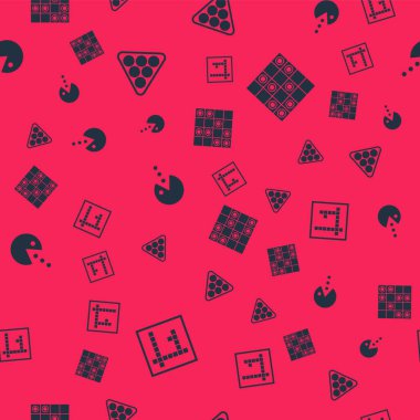 Bingo, bilardo topları üçgeni, Pacman 'ın yemek yeme ve tahta oyunu kusursuz desenli. Vektör.