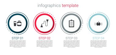 Spor beslenmesi, göğüs genişletici, eğitim programı ve Apple. Ticari bilgi şablonu. Vektör.