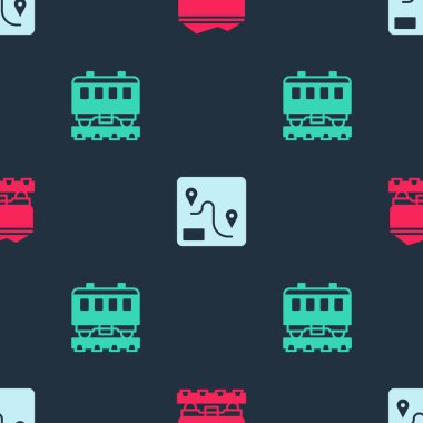 Kömür treni vagonunu, güzergahı ve yolcu vagonlarını sorunsuz bir şekilde ayarlayın. Vektör.