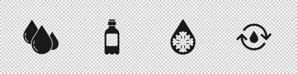 Su damlası, bir şişe su, çözünür ve temiz su ikonunu geri dönüştür. Vektör.