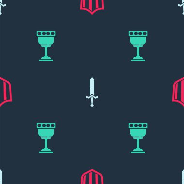 Kalkan, Ortaçağ kılıcı ve kadehi kusursuz kalıba getir. Vektör.