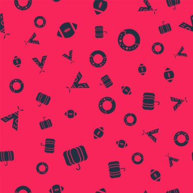 Balkabağı seti, Amerikan futbol topu, Kızılderili çadırı ya da çadırı ve donut dikişsiz desen. Vektör.