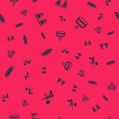 Paintball tabancası, Snowboard, Longboard ya da kaykay ve kayak kaldırma takımlarını kusursuz şekilde ayarlayın. Vektör.