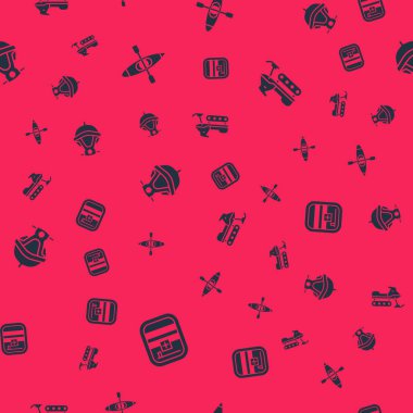 İlk yardım çantasını, kanoyu, jet ski 'yi ve kar aracını pürüzsüz bir şekilde ayarlayın. Vektör.