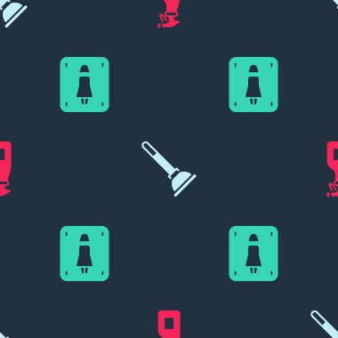 Temizlik spreyi şişesi, plastik pompa ve kadın tuvaletini kusursuz bir şekilde ayarla. Vektör.