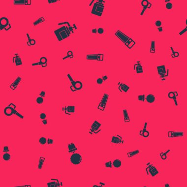 Saksıda çiçek, gübre için bahçe spreyi, yapraklı bahçe üfleyicisi ve el testeresi. Vektör.