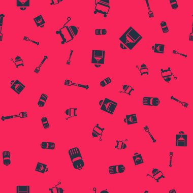 Çöp tenekesini tepsiyle, çatalla ve asansörle kaplayın. Vektör.