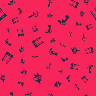 Kadim amforaları, taş devri çekicini, metal dedektörünü ve yangın söndürücüyü kusursuz desene ayarlayın. Vektör.