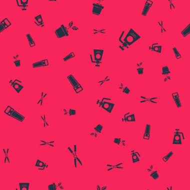 Bahçıvan el yapımı makas, saksı, el testeresi ve dikişsiz gübre için spreyleme ayarlayın. Vektör.