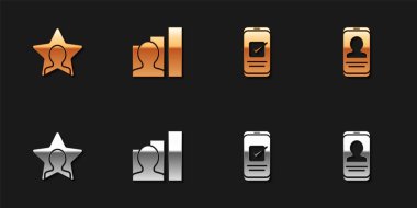 Set Kafa Avı, Üretken İnsan, Akıllı Telefon ve Cep Telefonu ikonlu. Vektör.