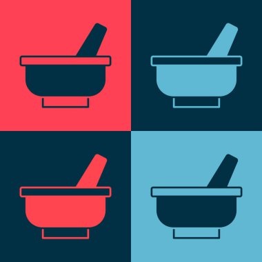 Pop sanat havanı ve tokmak ikonu renk arkaplanında izole edilmiş. Vektör.