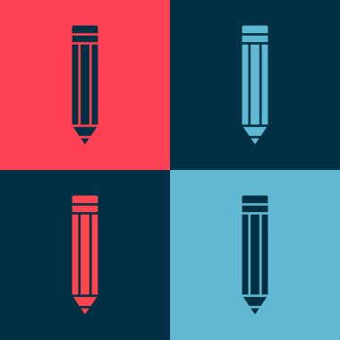 Pop Art Kalem simgesi renk arkaplanında izole edildi. Çizim ve eğitim araçları. Okul sembolü. Vektör.