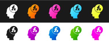 Siyah ve beyaz arkaplanda izole edilmiş fonksiyon matematiksel sembol simgesini ayarla. Vektör.