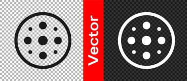 Şeffaf arkaplanda izole edilmiş kıyafet simgesi için siyah dikiş düğmesi. Giysi düğmesi. Vektör.