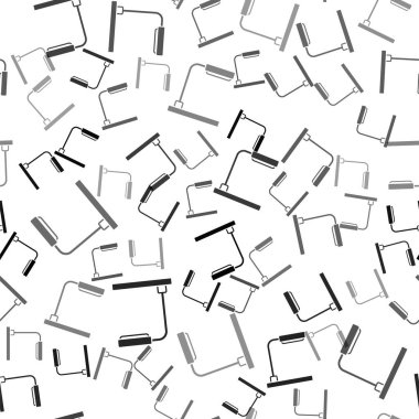 Siyah masa lambası simgesi beyaz arkaplanda izole edilmiş pürüzsüz desen. Vektör.