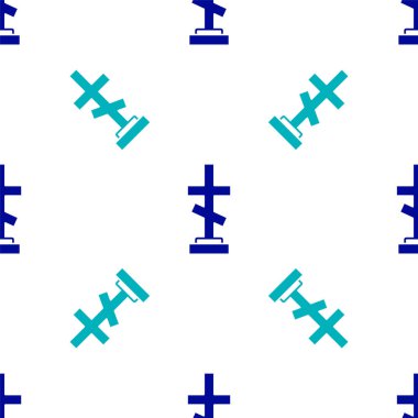 Çapraz simgeli Mavi Mezar beyaz arka planda izole edilmiş pürüzsüz desen. Vektör.