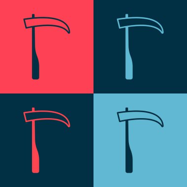 Pop Art Scythe simgesi renk arkaplanında izole edildi. Mutlu Cadılar Bayramı Partisi. Vektör.