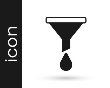 Beyaz arkaplanda siyah huni ya da filtre simgesi izole edildi. Vektör.