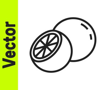 Siyah çizgi turuncu meyve ikonu beyaz arkaplanda izole edilmiş. Vektör.