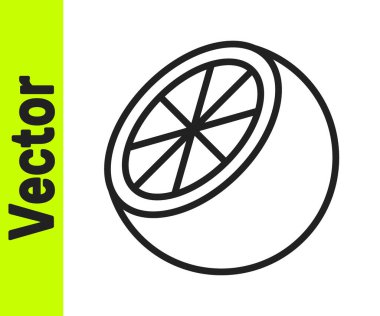 Siyah çizgi turuncu meyve ikonu beyaz arkaplanda izole edilmiş. Vektör.